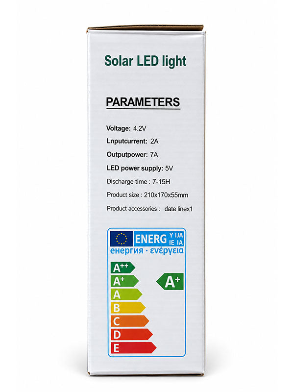 Solar LED Light product specifications and box